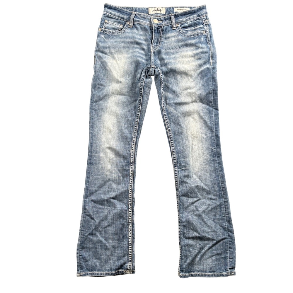Daytrip Virgo Y2K Bootcut Jeans Womens 28R Distressed Low Rise Flap Pocket